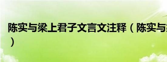 陈实与梁上君子文言文注释（陈实与梁上君子）