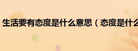 生活要有态度是什么意思（态度是什么意思）