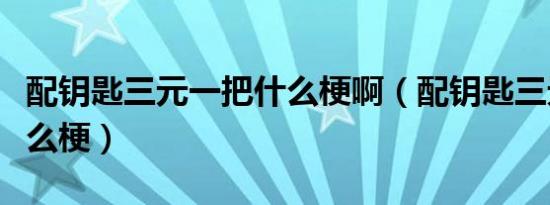 配钥匙三元一把什么梗啊（配钥匙三元一把什么梗）