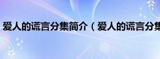 爱人的谎言分集简介（爱人的谎言分集介绍）