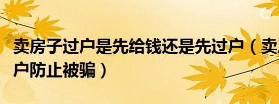 卖房子过户是先给钱还是先过户（卖房子先过户防止被骗）