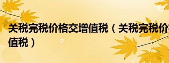 关税完税价格交增值税（关税完税价格缴纳增值税）