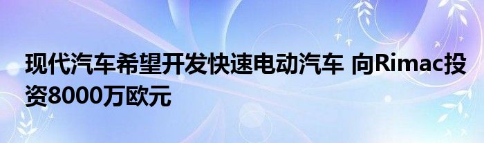 现代汽车希望开发快速电动汽车 向Rimac投资8000万欧元(图1)