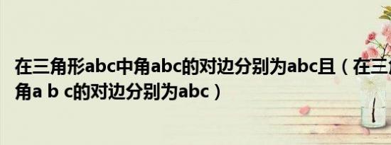 在三角形abc中角abc的对边分别为abc且（在三角形abc中 角a b c的对边分别为abc）