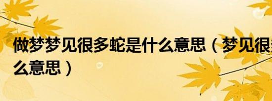 做梦梦见很多蛇是什么意思（梦见很多蛇是什么意思）