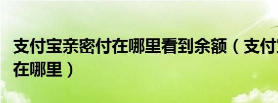 支付宝亲密付在哪里看到余额（支付宝亲密付在哪里）