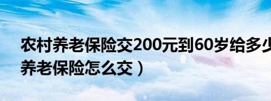 农村养老保险交200元到60岁给多少（农村养老保险怎么交）