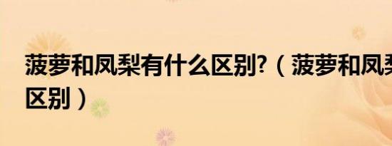 菠萝和凤梨有什么区别?（菠萝和凤梨有什么区别）