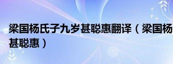 梁国杨氏子九岁甚聪惠翻译（梁国杨氏子九岁甚聪惠）