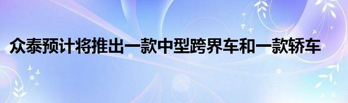 众泰预计将推出一款中型跨界车和一款轿车(图1)