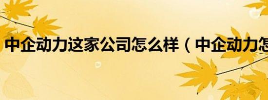 中企动力这家公司怎么样（中企动力怎么样）