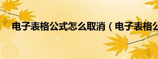 电子表格公式怎么取消（电子表格公式）