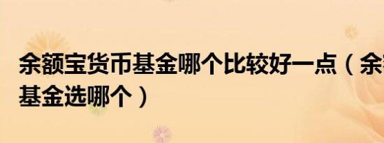 余额宝货币基金哪个比较好一点（余额宝货币基金选哪个）