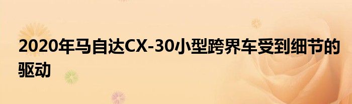 2020年马自达CX-30小型跨界车受到细节的驱动(图1)