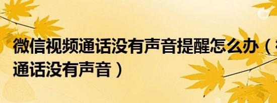 微信视频通话没有声音提醒怎么办（微信视频通话没有声音）