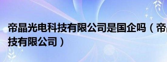 帝晶光电科技有限公司是国企吗（帝晶光电科技有限公司）