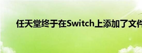 任天堂终于在Switch上添加了文件夹