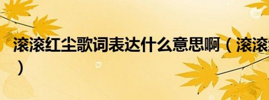 滚滚红尘歌词表达什么意思啊（滚滚红尘歌词）