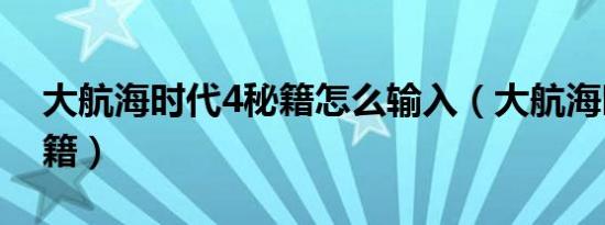 大航海时代4秘籍怎么输入（大航海时代4秘籍）