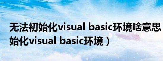 无法初始化visual basic环境啥意思（无法初始化visual basic环境）