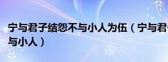 宁与君子结怨不与小人为伍（宁与君子结怨不与小人）