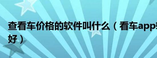 查看车价格的软件叫什么（看车app软件哪个好）