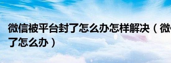 微信被平台封了怎么办怎样解决（微信号被封了怎么办）