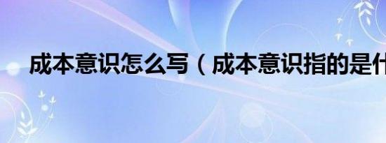 成本意识怎么写（成本意识指的是什么）