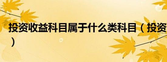 投资收益科目属于什么类科目（投资收益科目）