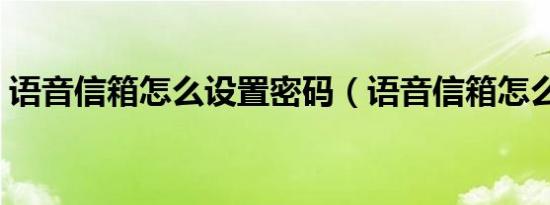 语音信箱怎么设置密码（语音信箱怎么设置）