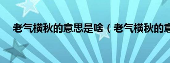 老气横秋的意思是啥（老气横秋的意思）