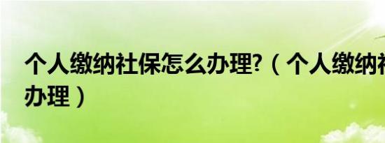 个人缴纳社保怎么办理?（个人缴纳社保怎么办理）