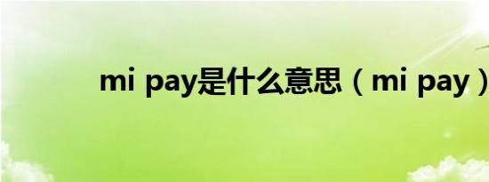 mi pay是什么意思（mi pay）