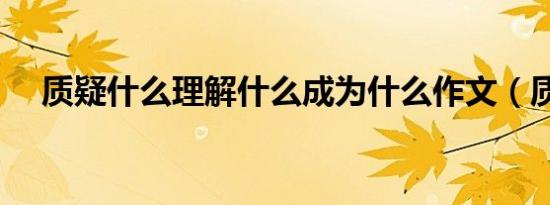 质疑什么理解什么成为什么作文（质疑）