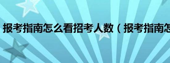 报考指南怎么看招考人数（报考指南怎么看）