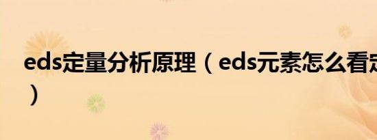 eds定量分析原理（eds元素怎么看定量分析）