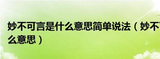 妙不可言是什么意思简单说法（妙不可言是什么意思）