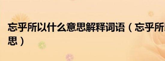 忘乎所以什么意思解释词语（忘乎所以什么意思）