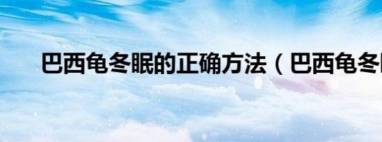 巴西龟冬眠的正确方法（巴西龟冬眠）