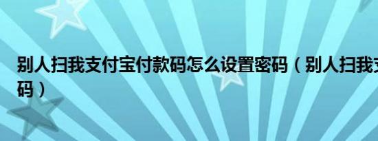 别人扫我支付宝付款码怎么设置密码（别人扫我支付宝付款码）