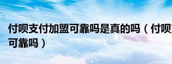 付呗支付加盟可靠吗是真的吗（付呗支付加盟可靠吗）