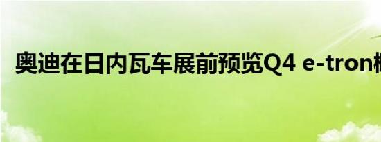 奥迪在日内瓦车展前预览Q4 e-tron概念车