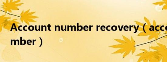 Account number recovery（account number）