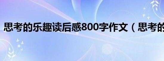 思考的乐趣读后感800字作文（思考的乐趣）