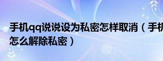 手机qq说说设为私密怎样取消（手机qq说说怎么解除私密）