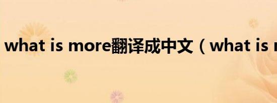 what is more翻译成中文（what is more）