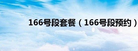 166号段套餐（166号段预约）