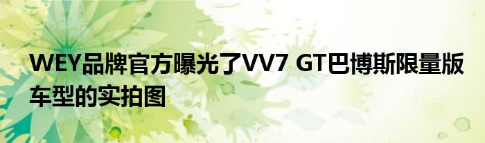 WEY品牌官方曝光了VV7 GT巴博斯限量版车型的实拍图(图1)