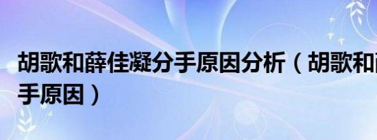 胡歌和薛佳凝分手原因分析（胡歌和薛佳凝分手原因）