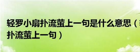 轻罗小扇扑流萤上一句是什么意思（轻罗小扇扑流萤上一句）